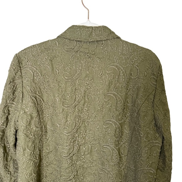 Windsmoor Embroidered Linen Olive Green Paisley Women's Jacket Size 14 Textured - Picture 14 of 15